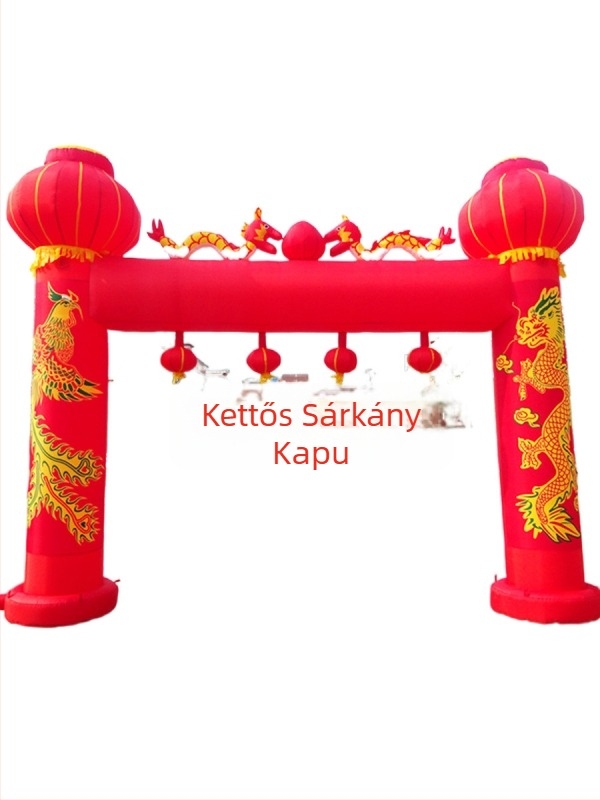 Felfújható kültéri esküvői boltív sárkány és főnix motívummal és szivárványos dizájnnal