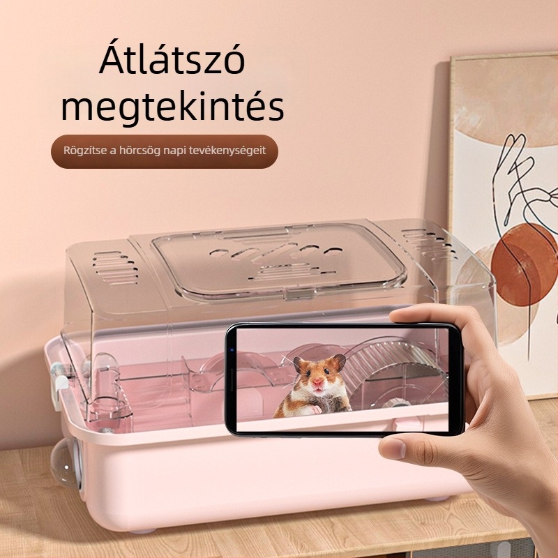 Weibi hörcsögketrec, harapás elleni, átlátszó, interaktív luxusvilla kisméretű hörcsögök számára
