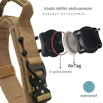 SY nylon kutyakarm AirTag nyomkövetőtokkal, egyszínű minta, taktikai stílus