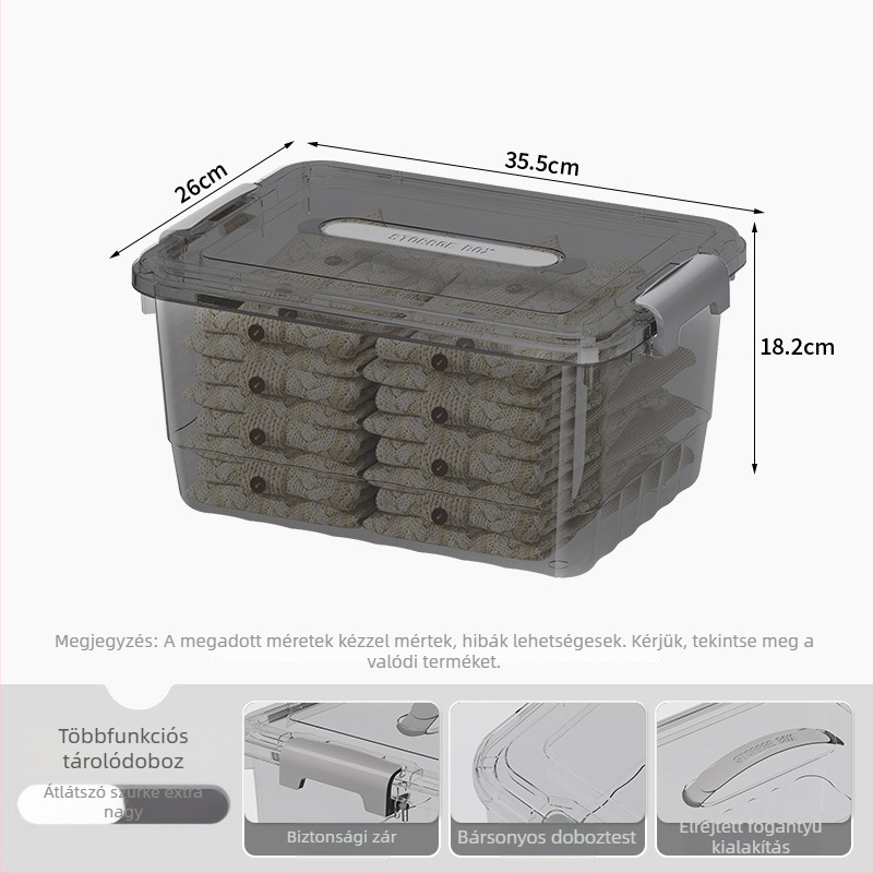 Átlátszó PP tároló doboz, kézi használat, snap-zárás, JLSD01/02/03/04