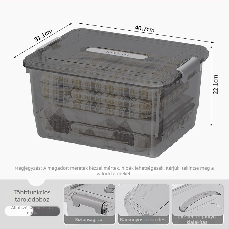 Átlátszó PP tároló doboz, kézi használat, snap-zárás, JLSD01/02/03/04