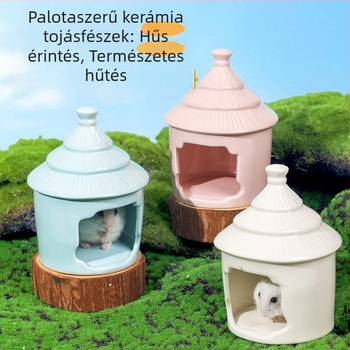 Kerámia hörcsög fészek-palota, kerek alak, hörcsög számára, vízálló, rajzfilm stílus