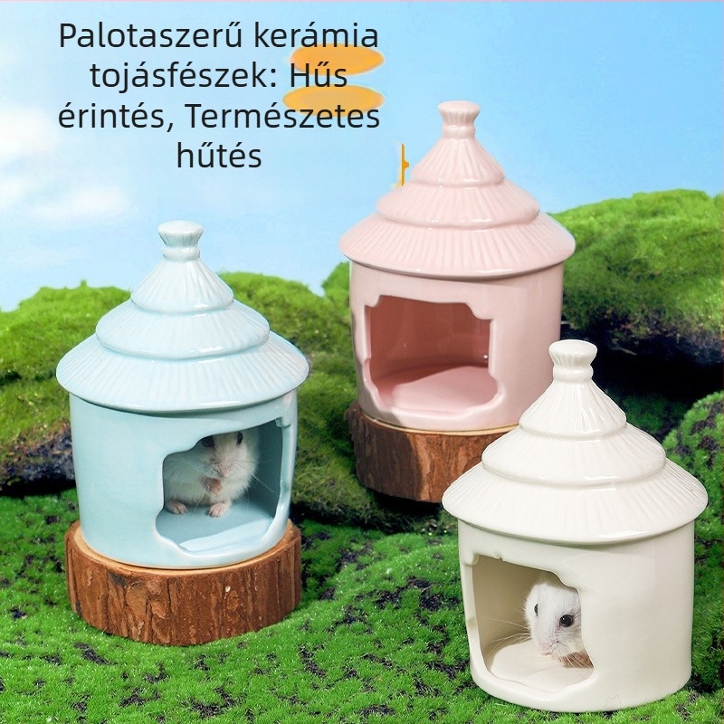 Kerámia hörcsög fészek-palota, kerek alak, hörcsög számára, vízálló, rajzfilm stílus