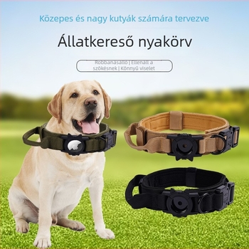 Taktikai AirTag nyakörv – védőtok kutyáknak | Denim | Monokróm minta | Minden évszakban használható | Licencelhető magáncímke