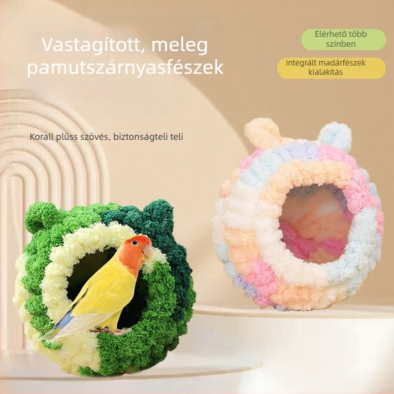 Textil madárfészek papagájok és kis madarak számára, téli meleg fészek, függő a kalitkába, szaporításra alkalmas