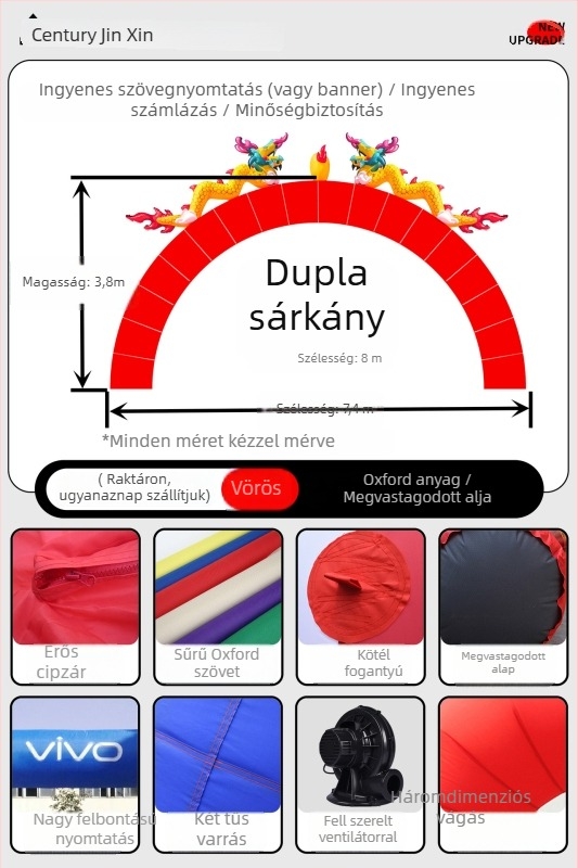 Esküvői felfújható ívkapu – GM189, Oxford anyag, zacskóban csomagolva, testreszabható feldolgozás