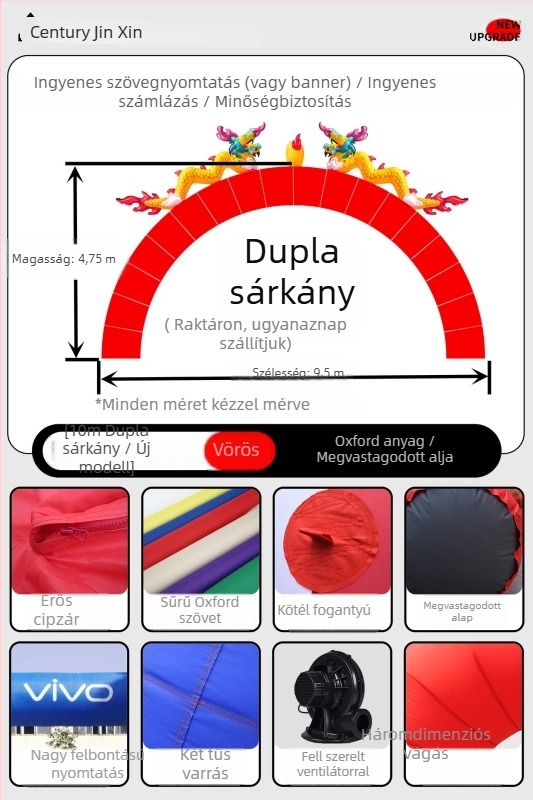 Esküvői felfújható ívkapu – GM189, Oxford anyag, zacskóban csomagolva, testreszabható feldolgozás