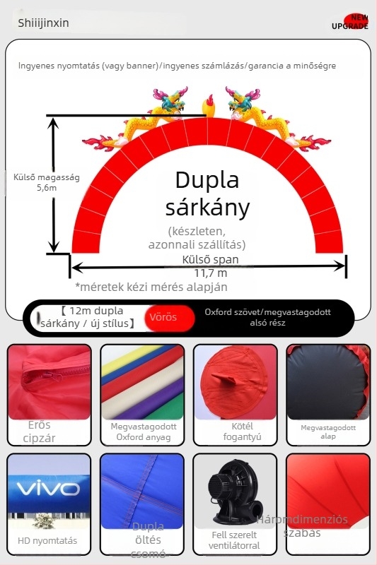 Esküvői felfújható ívkapu – GM189, Oxford anyag, zacskóban csomagolva, testreszabható feldolgozás