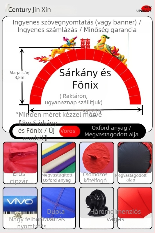 Esküvői felfújható ívkapu – GM189, Oxford anyag, zacskóban csomagolva, testreszabható feldolgozás