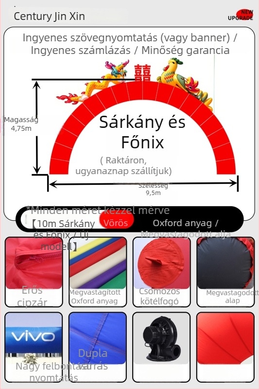 Esküvői felfújható ívkapu – GM189, Oxford anyag, zacskóban csomagolva, testreszabható feldolgozás