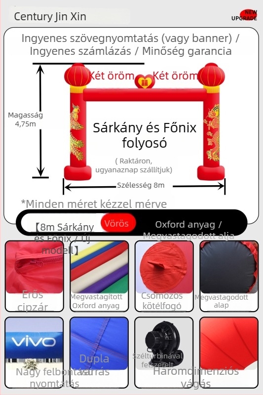 Esküvői felfújható ívkapu – GM189, Oxford anyag, zacskóban csomagolva, testreszabható feldolgozás