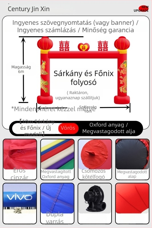 Esküvői felfújható ívkapu – GM189, Oxford anyag, zacskóban csomagolva, testreszabható feldolgozás