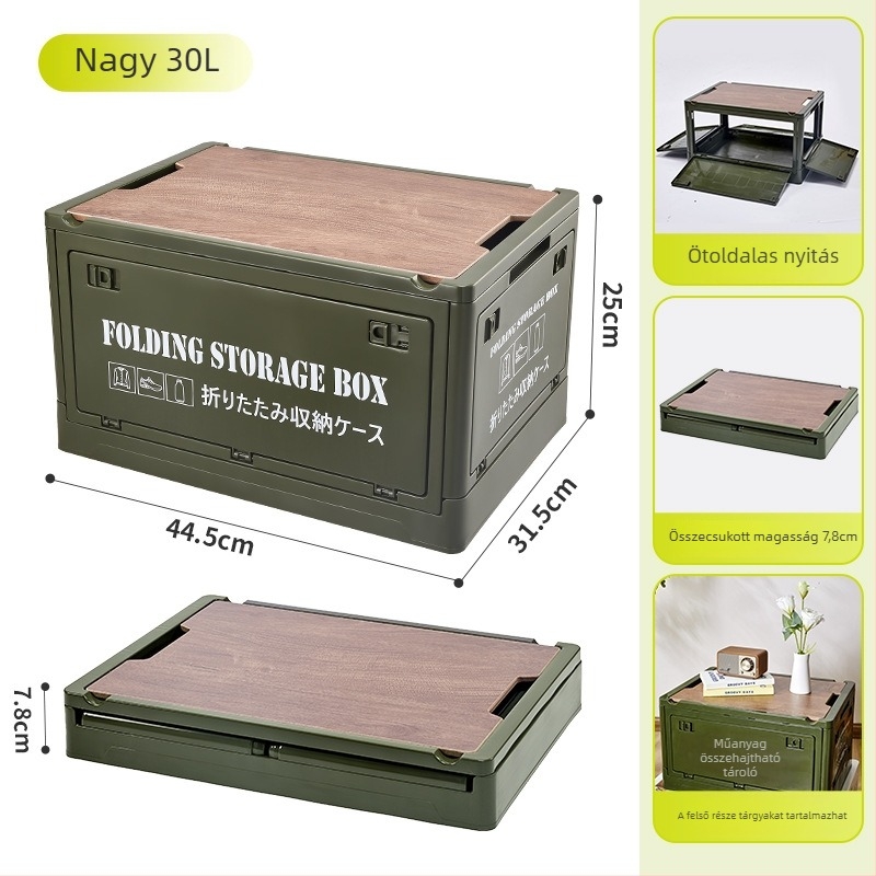 Összecsukható PP műanyag tároló doboz autóba, 30L/55L kapacitás, multifunkcionális