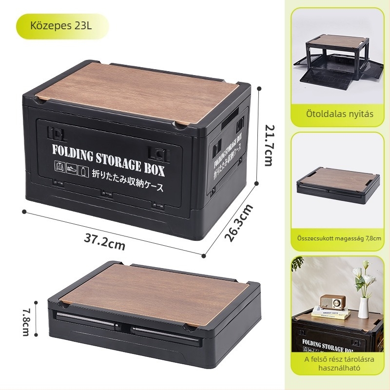 Összecsukható PP műanyag tároló doboz autóba, 30L/55L kapacitás, multifunkcionális