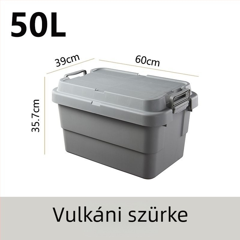 Autóhoz való kemping tároló doboz, megerősített, nagy kapacitású, négyzet alakú műanyag doboz, hordozható és többfunkciós, 100% új anyag