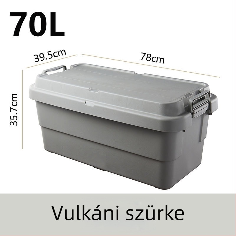 Autóhoz való kemping tároló doboz, megerősített, nagy kapacitású, négyzet alakú műanyag doboz, hordozható és többfunkciós, 100% új anyag