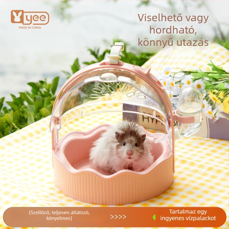Hamster hordozható utazó ketrece – műanyag, kerek formájú, beltéri és kültéri használatra