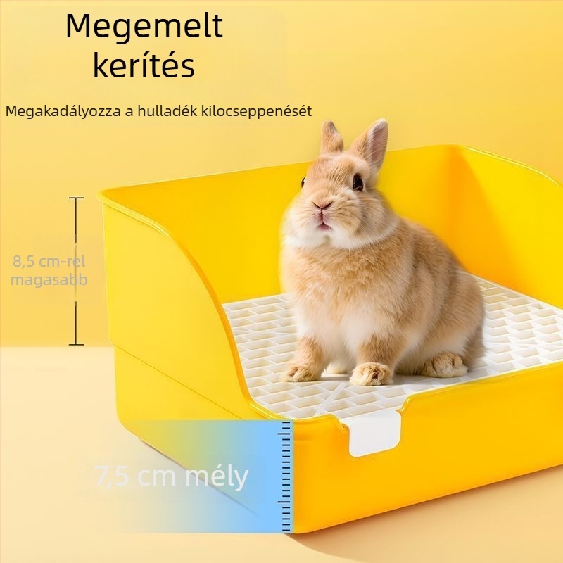 Nyúlhoz tervezett toalett magasított szélekkel, fröccsenés elleni, levehető tartály