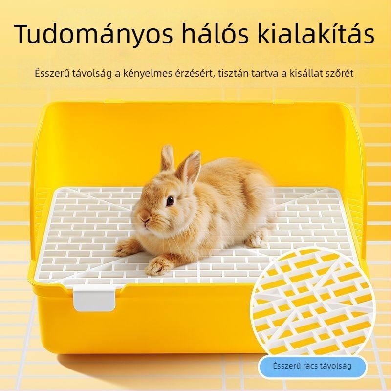 Nyúlhoz tervezett toalett magasított szélekkel, fröccsenés elleni, levehető tartály
