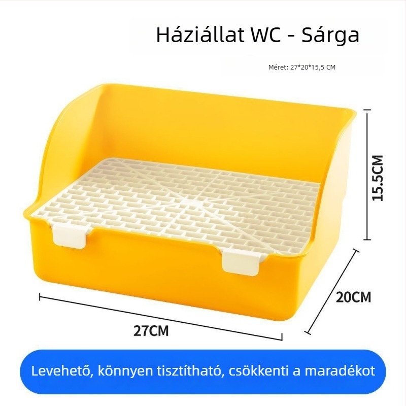 Nyúlhoz tervezett toalett magasított szélekkel, fröccsenés elleni, levehető tartály