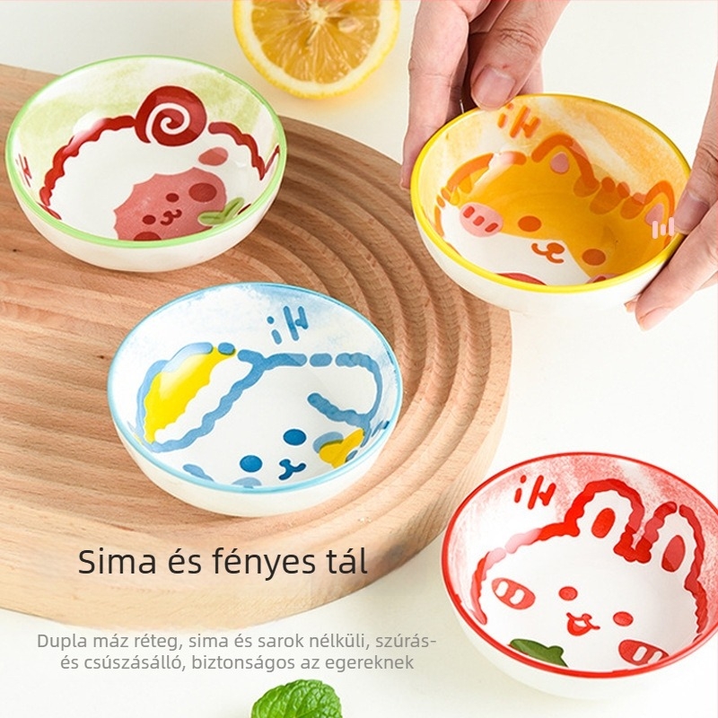 Hamster kerámia etető- és itatótál – rajzolt kézzel, kisállat számára (Anyag: Kerámia; Kategória: Kisállat kellékek; Importált: Nem; Márka: Egyéb)