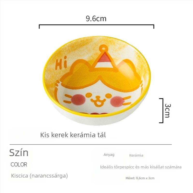 Hamster kerámia etető- és itatótál – rajzolt kézzel, kisállat számára (Anyag: Kerámia; Kategória: Kisállat kellékek; Importált: Nem; Márka: Egyéb)