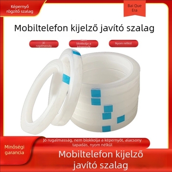 Kijelző rögzítő szalag mobiltelefonokhoz és táblagépekhez – görbület javítás, hátsó burkolat keretének nyitásához és rögzítéséhez (Alapanyag: PET; Vastagság: 0.055 mm; Ragasztó rendszer: akril; Mag: gumi; Viskozitás: magas)