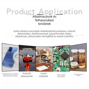 Kijelző rögzítő szalag mobiltelefonokhoz és táblagépekhez – görbület javítás, hátsó burkolat keretének nyitásához és rögzítéséhez (Alapanyag: PET; Vastagság: 0.055 mm; Ragasztó rendszer: akril; Mag: gumi; Viskozitás: magas)