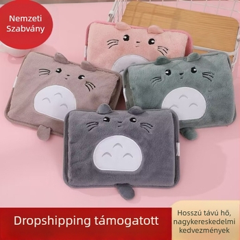 Nemzeti szabványú újratölthető elektromos forróvizes palack – 220V, 400W, flanel anyag, robbanásbiztos fűtőelem, hasi melegítésre