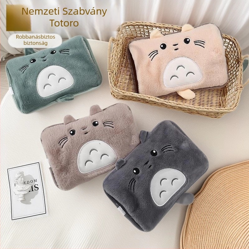 Nemzeti szabványú újratölthető elektromos forróvizes palack – 220V, 400W, flanel anyag, robbanásbiztos fűtőelem, hasi melegítésre