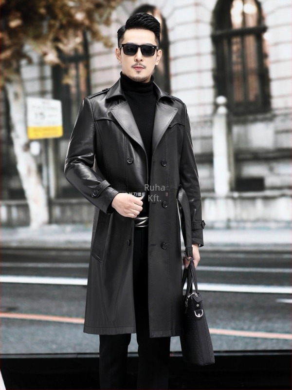 Férfi valódi bőrből készült dzseki juhbőrrel, reveres gallér, egygombos zárás, üzleti-casual stílus, őszi 2025