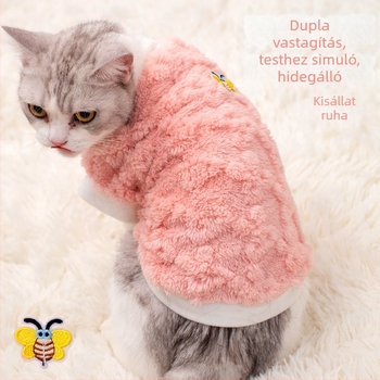 Macska- és kutyafélék őszi-téli meleg polár fleece ruházat, két lábú dizájn