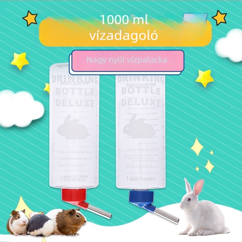 Háziállat itatót dupla acélgolyóval, 1000 ml, műanyag + rozsdamentes acél, csincsilla számára