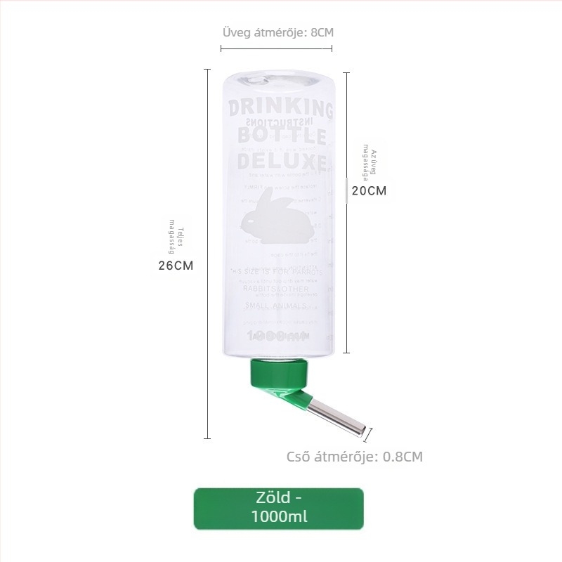 Háziállat itatót dupla acélgolyóval, 1000 ml, műanyag + rozsdamentes acél, csincsilla számára