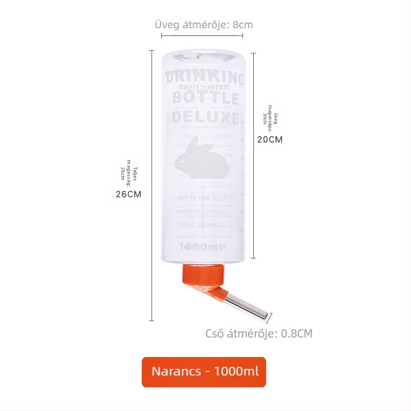 Háziállat itatót dupla acélgolyóval, 1000 ml, műanyag + rozsdamentes acél, csincsilla számára
