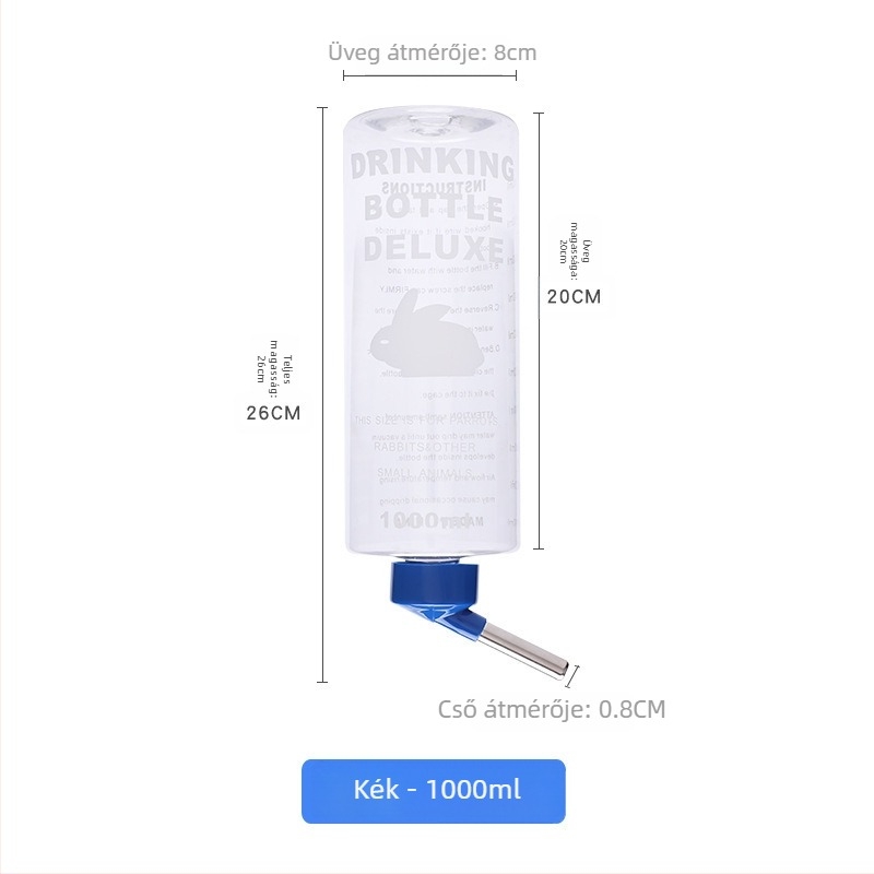 Háziállat itatót dupla acélgolyóval, 1000 ml, műanyag + rozsdamentes acél, csincsilla számára