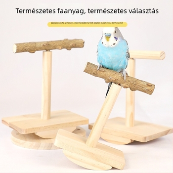 Papagáj játék Zanthoxylum-fából készült kapaszkodóval, csőrreszelő rúd, ringó platforma és harapós játék