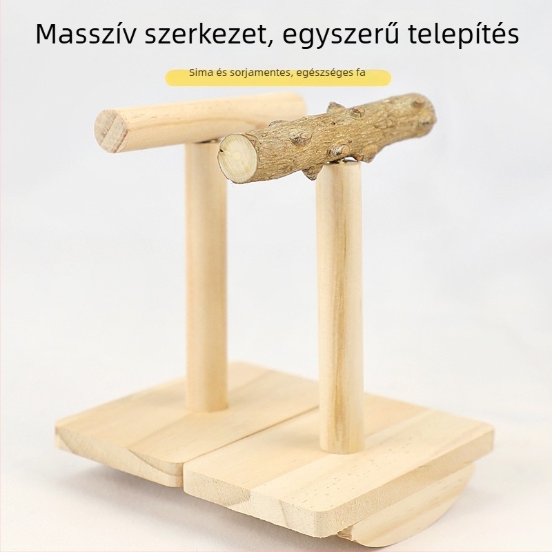 Papagáj játék Zanthoxylum-fából készült kapaszkodóval, csőrreszelő rúd, ringó platforma és harapós játék