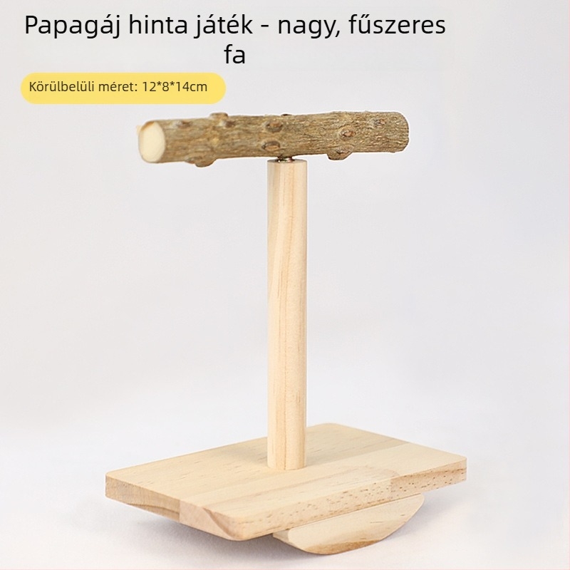 Papagáj játék Zanthoxylum-fából készült kapaszkodóval, csőrreszelő rúd, ringó platforma és harapós játék