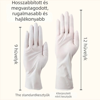 Nitril egyszer használatos kesztyűk – vastagított, vízálló és olajálló, mosogatáshoz és konyhai takarításhoz (kihúzható típus)