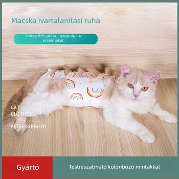 Macskák számára pántos posztoperatív ruha — lélegző pamutból készült gyógyulási ruházat sterilizálás után