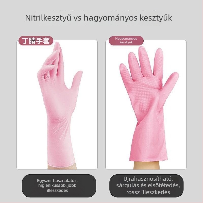 Extrahosszú egyszer használatos latex kesztyűk, vízállóak, konyhai és edények mosásához, tartósak