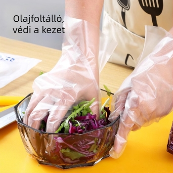 Vastagított, egyszer használatos CPE kesztyűk, élelmiszer-minőségűek, elvitelre, grill- és konyhai használatra, olajálló, 100 darab