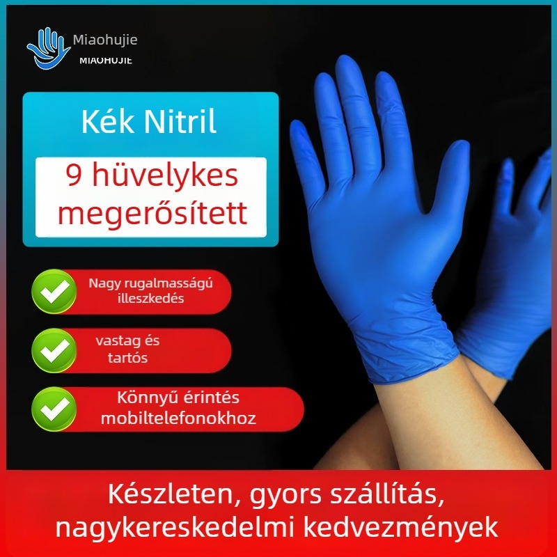 Nitril kesztyű, élelmiszerrel érintkező használathoz, pormentes, tartós, védő