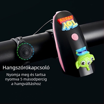 Gyerekeknek szóló kerékpár éjszakai világítása, újratölthető kürttel, vízálló, hegyi/egyensúly kerékpárokhoz (Akkumulátorkapacitás: részletek)