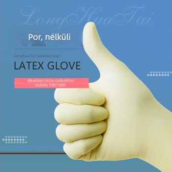 Pormentes latex kesztyűk, ipari antistatikus, egyszer használatos, osztály 100 tisztaszoba, 100 darab