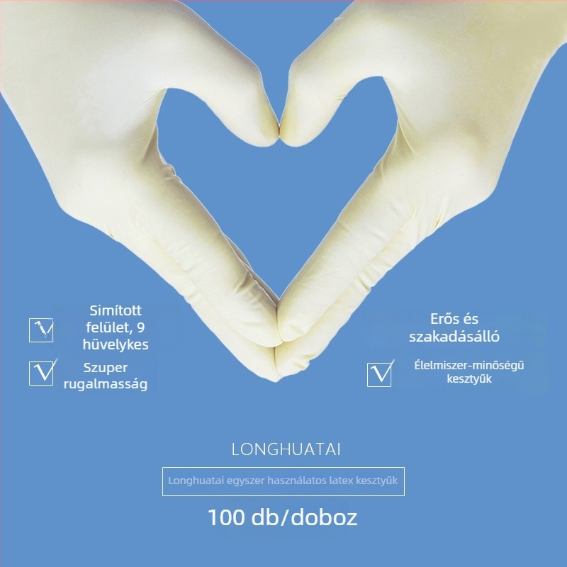 Pormentes latex kesztyűk, ipari antistatikus, egyszer használatos, osztály 100 tisztaszoba, 100 darab