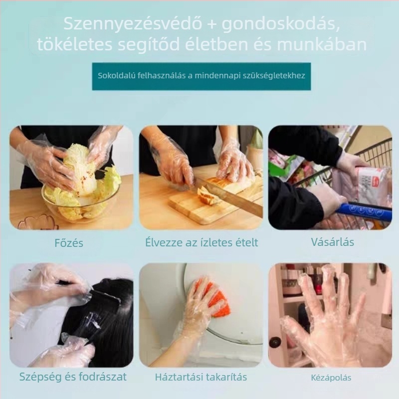 Egyszer használatos PE kesztyűk orvosi felhasználásra — vastagítottak, alkalmasak orvosi vizsgálatokra, élelmiszer-feldolgozásra és kozmetikai kezelésekre