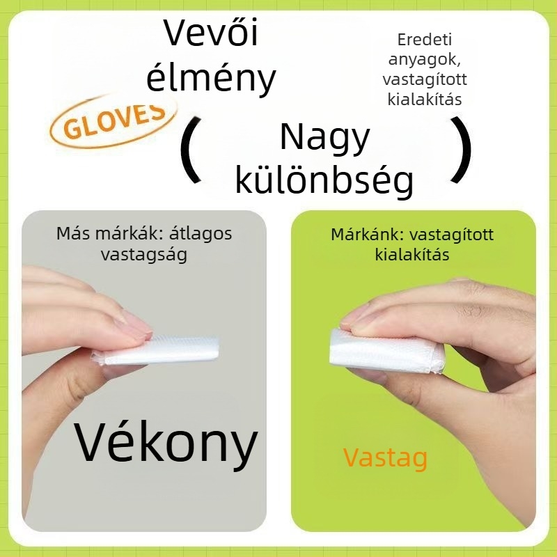 Egyszer használatos műanyag kesztyűk – csúszásmentes, egyszínű mintázat, 400 db, Fuji Cat márka (Tableware), Eredet: Anhui, Homár takeaway-hoz
