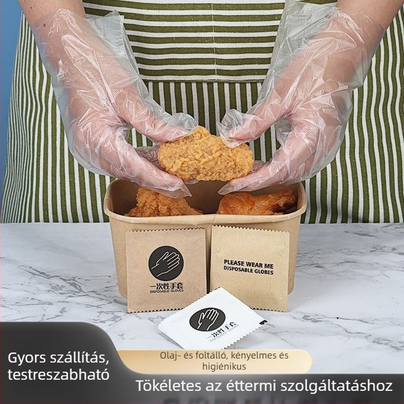 Egyszer használatos műanyag kesztyűk – csúszásmentes, egyszínű mintázat, 400 db, Fuji Cat márka (Tableware), Eredet: Anhui, Homár takeaway-hoz